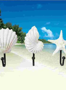3pcs Seashell Conch Sea Star Hooks Exquisite Bedroom