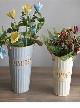 Vintage Wrought Iron Flower Bucket Flowerpot Flower