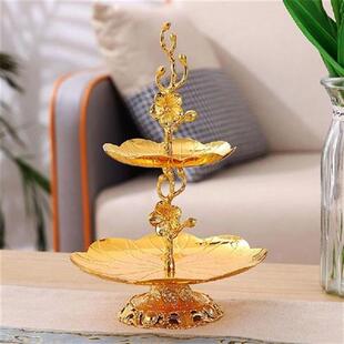 Golden Dessert Pastry Stand Creative Fruit Plates Double