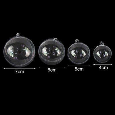 10pcs 5/6/7/8 cm Transparent Balls Open Plastic Clear Bauble