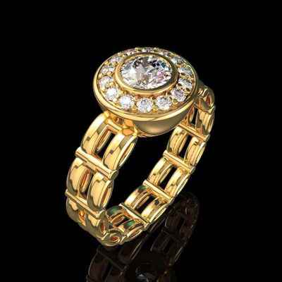 Female Fashion Rings Watch Shaped Metal Gold Plated Ring