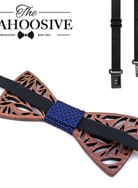 Paisley Wooden Bow Tie Handkerchief Set Men's Plaid Bowt