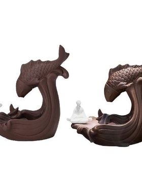Waterfall Backflow Incense Burner Fish Sculpture Censer for