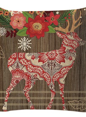 45cm Merry Christmas Pillow Case Xmas Deer In Snow Forest Pi