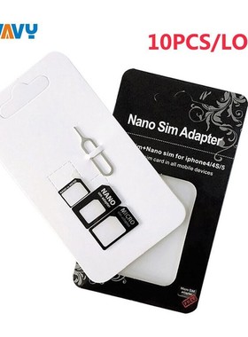 10 Set 4 In 1 Nano Micro Mini Standard SIM Card Adapter Kit