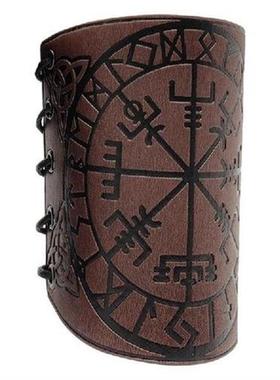 Leather Bracers Norse Medieval Embossed Wrist Guards