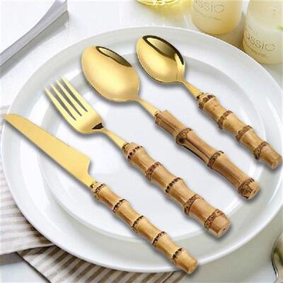 GIEMZA Bamboo Handle Tableware Set Food Steak Knife and