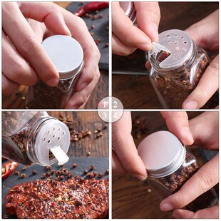 Multiple Set Seasoning Jars Square Glass Container Seasoning