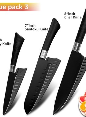 Chef Knives Set Stainless Steel Paring Utility Santoku Chef