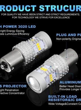 1400LM Canbus P21W 1156 BA15S LED Bulb LED Daytime Running L