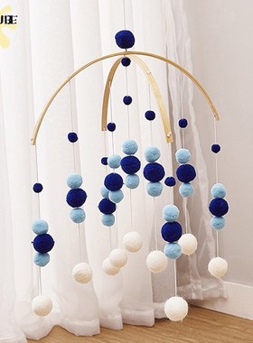 INS Baby Rattles Mobile For Crib Wooden Hairballs Bed Bell