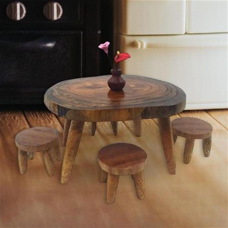 Dollhouse Desk Chair Set Miniature Model for Bedroom Dining