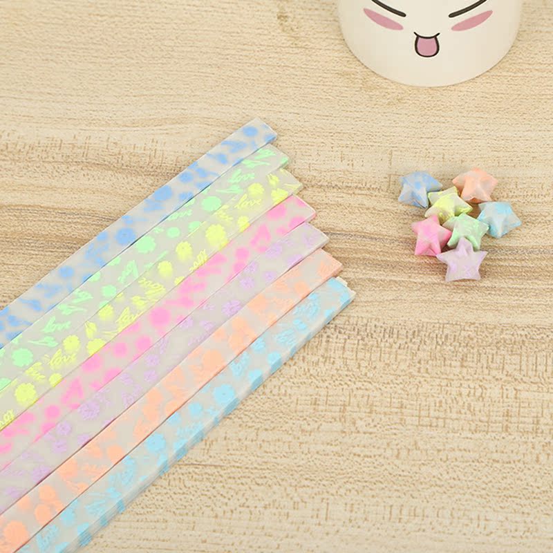 210 PCS Luminous Paper Strips Lucky Stars Origami Colorful