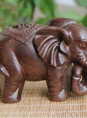Ebony Wood Carving Elephant Ornament Solid Wood Carving