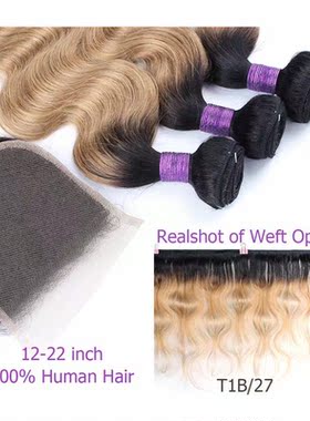 3 Bundles with Closure Transparent Lace 200g/set Body Wave B