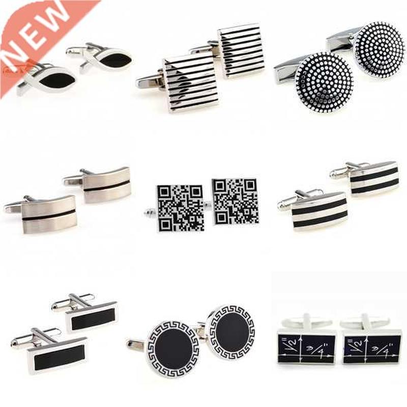 The Most Popul 9 Designs Black Color Enamel Epoxy Cufflink
