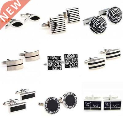 The Most Popul 9 Designs Black Color Enamel Epoxy Cufflink