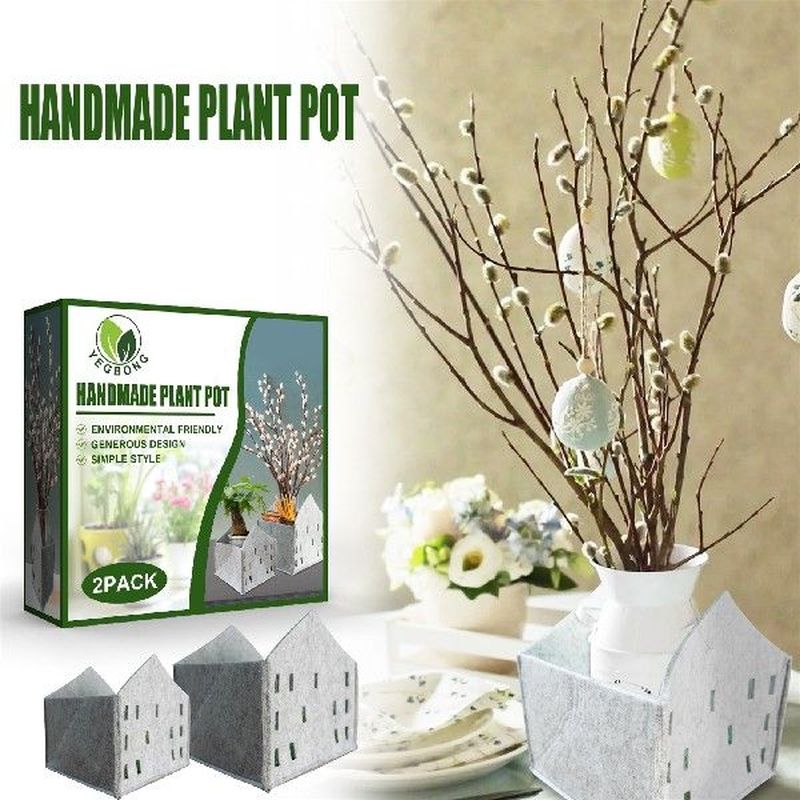 2pcs Handmade Felt Flower Pot Handmade Felt Succulent Pot