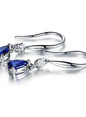 Silver  Jewelry Earrings Sapphire Siver Korean