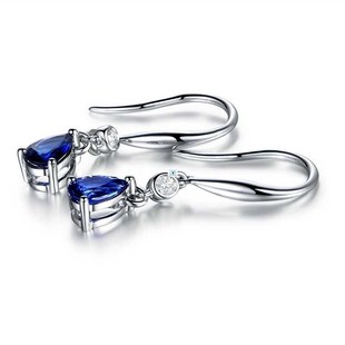 Silver  Jewelry Earrings Sapphire Siver Korean