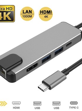 Type C Hub Hdmi USB C Hub to Gigabit Ethernet Rj45 Lan Adapt