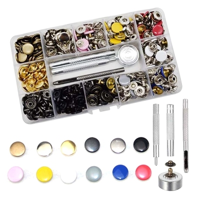 120 Sets Metal Snap Buttons Kit 12.5 mm Sewing Fasteners