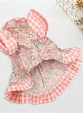 Attractive Spring Autumn Dog Skirt Cat Dress Button Closure