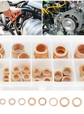 200Pcs Copper Washers Assorted M5 M6 M8 M10 M12 M14 Flat Was