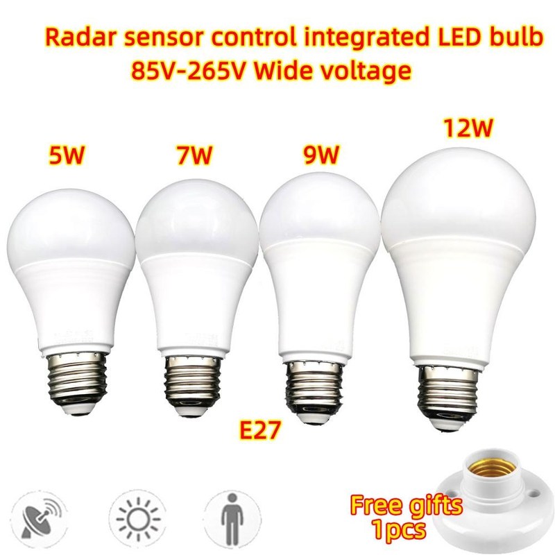 Radar Motion Sensor Light Bulb E27 LED Lamp Auto Smart Infra