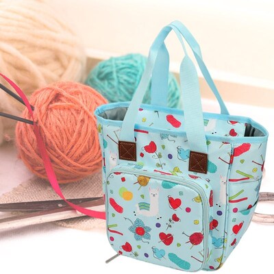 Portable Knitting Bag Yarn Storage Organizer Knitting Tote B