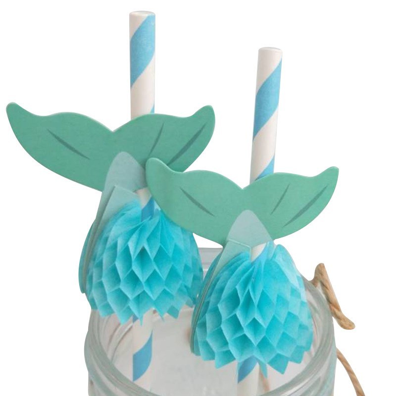 Creative Mermaid Tail Honeycomb Paper Straw Under the Sea Pa