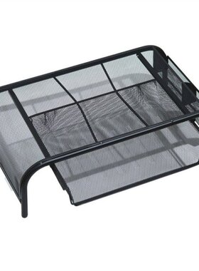 Mesh Monitor Stand, Computer Desk Mat, With Pull-Out Drawer