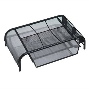 Mesh Monitor Stand, Computer Desk Mat, With Pull-Out Drawer