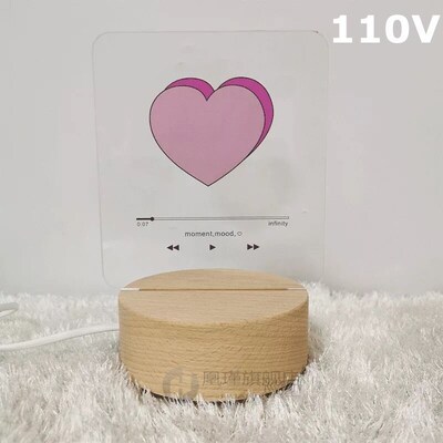 MINKYS Kawaii 3D Love Heart Song Player Bedside Lamp Reading