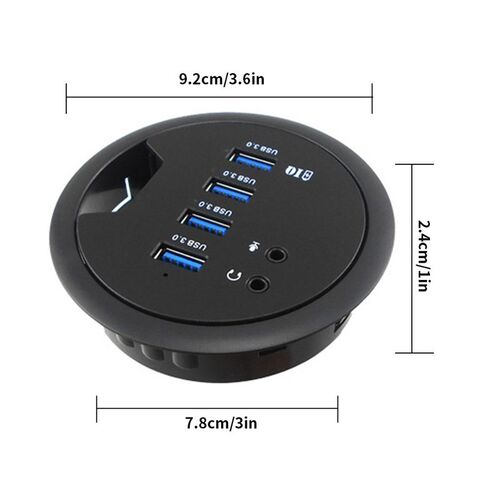 Table Grommet USB Hub Cable Hole Mounted USB Extender Adapte