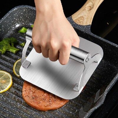 Stainless Steel Burger Press Non-Stick Grill Smasher Square