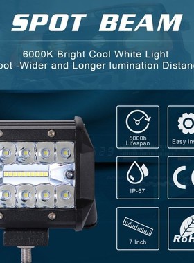 200W 4inch Triplex Work Light Automobile LED Light Bar Singl