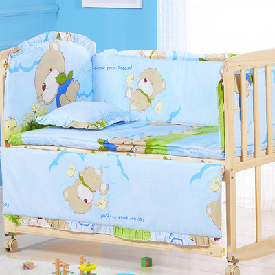 6pcs/set Baby Crib Bumpers Child Bedding Set Cartoon Cotton
