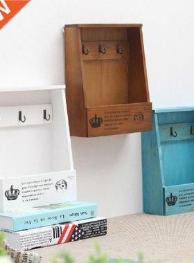 Wooden Key Mail Holder Wall Mounted Mail, Equipped With 3