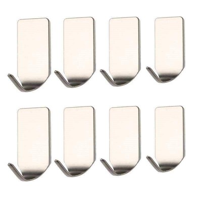 8 pieces stainless steel 3m self adhesive sticky hooks wall