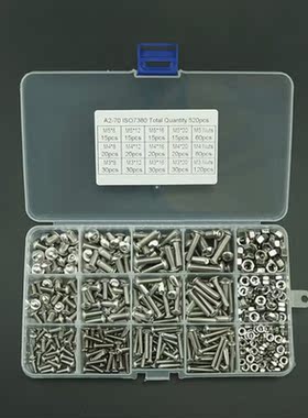 520PCS 304 Stainless Steel ISO7380 M3 M4 M5 Hex Socket Butto