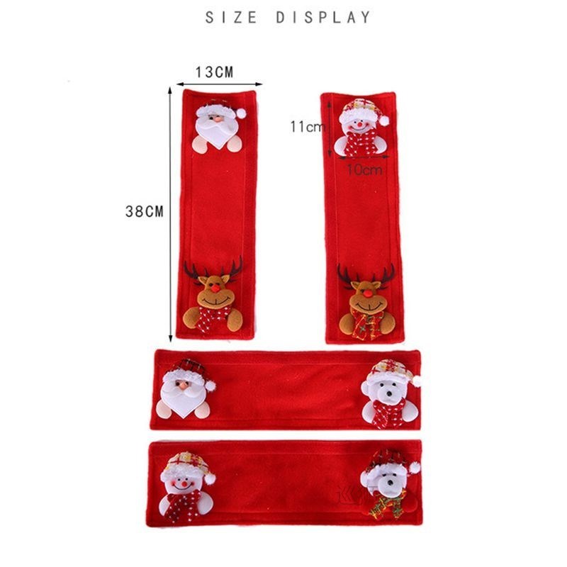 4pcs/set 2022 Christmas Fridge Handle Covers Santa Claus Mic