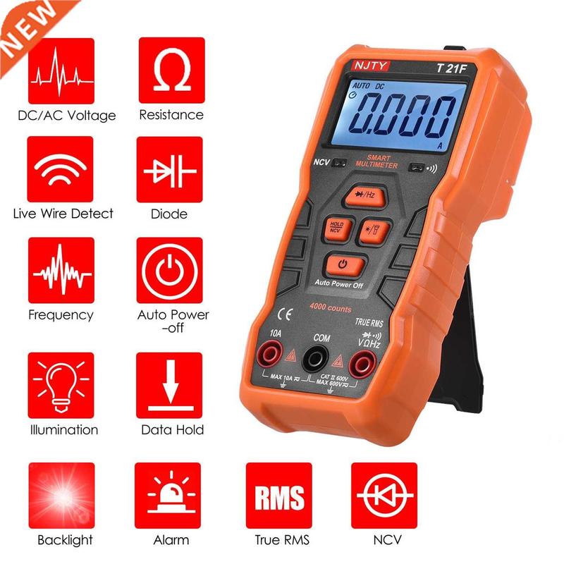 NJTY T21F Digital Multimeter 4000 Counts True RMS Mini