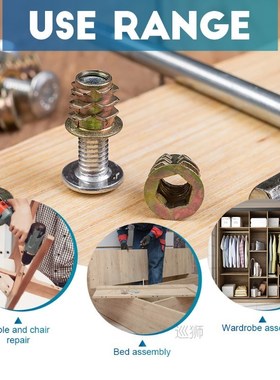 185pcs Thread Insert Nut Zinc Alloy Wood Inserts Nut Hexagon