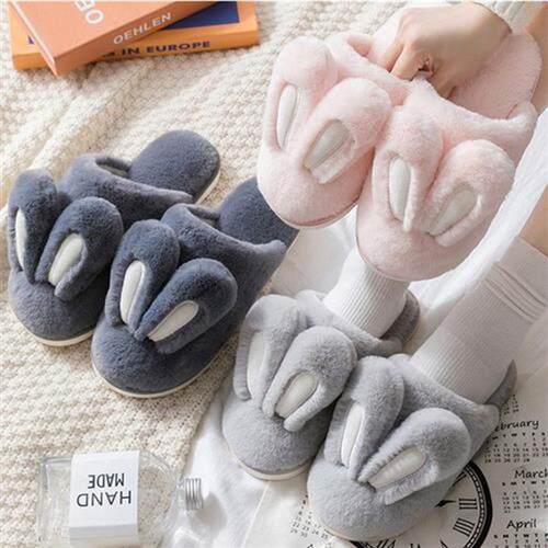 Fashion Women Slippers Winter Warm Fur Shoes Men Couples Cut