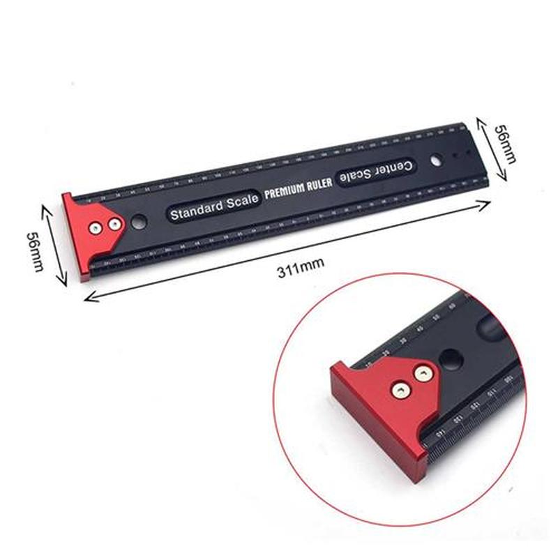 Aluminum Alloy Precison Ruler w/ Hook Stop,Center Finder Scr