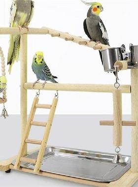 Wooden Bird Perch Stand Parrot Platform Playground Stand