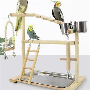 Wooden Bird Perch Stand Parrot Platform Playground Stand