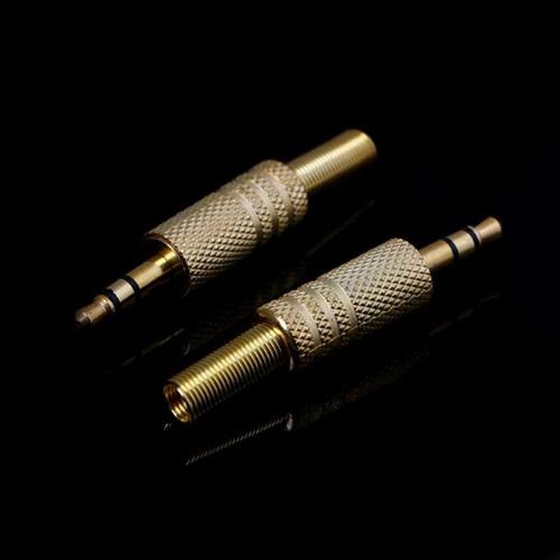 10 Pcs Gold Plated 3.5mm 2 Ring 3P Stereo Jack Plug Cable So
