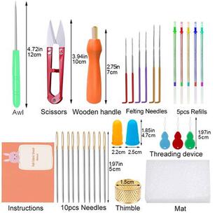 95Pcs Needle Felting Kit Fabric Craft Kit Wool Starter Yarn